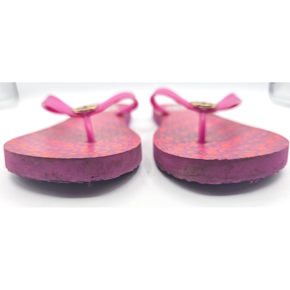Tory Burch Womens Size 9 Thin Flip Flop Sandal Fuchsia Orange T-Logo Pattern - Picture 3 of 10
